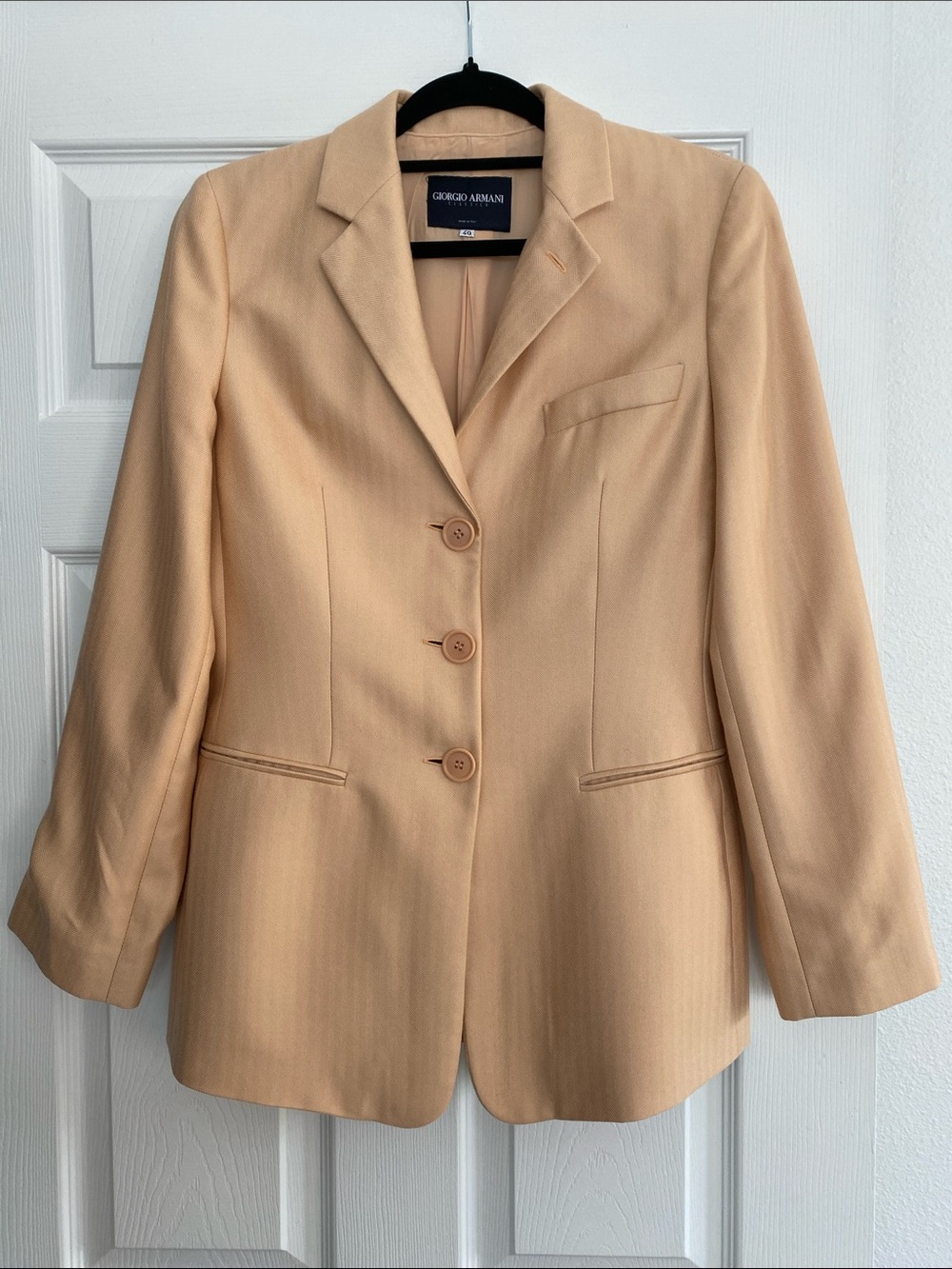 Giorgio Armani Black Label Borgo 41 Women's Peach Herringbone Blazer Size 40